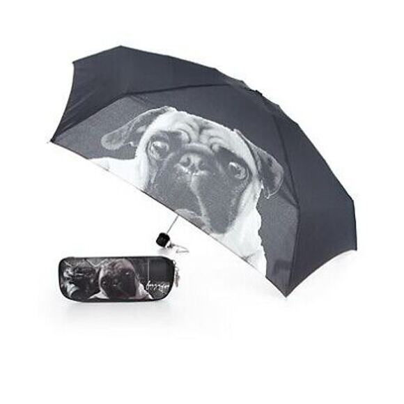 Fuzzy Nation Unisex Dog Pug Graphic Umbrella w/ Case - Picture 1 of 2